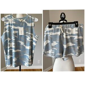 Comu Blu  2 piece set camouflage tank and shorts drawstring new with tag size XL